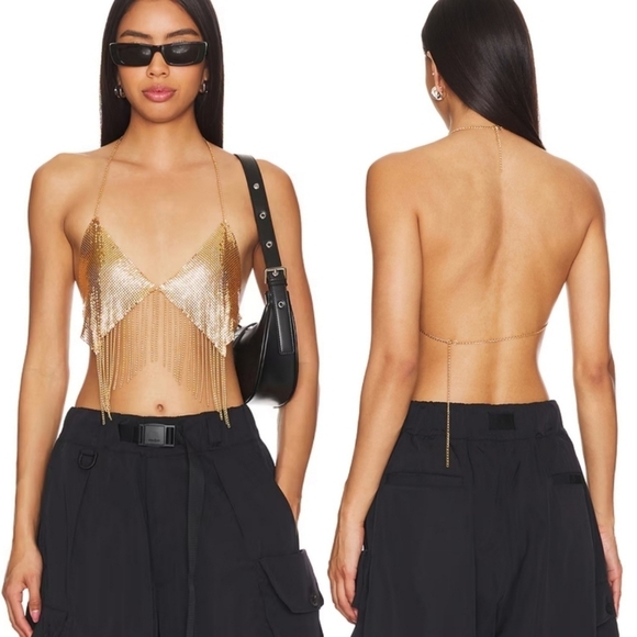 Superdown Maeve Bra Top Large Gold NWT - Picture 1 of 5